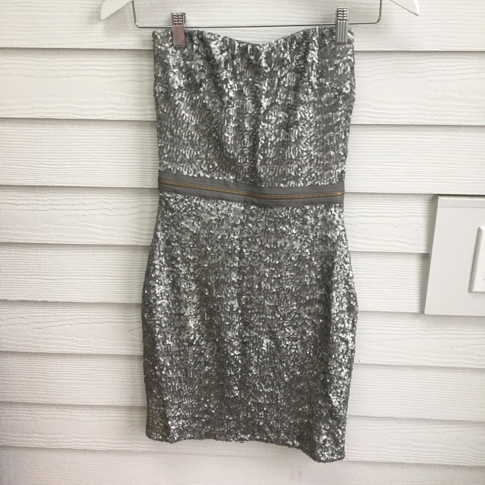 Dress the Population Sequin Silver Mini Dress